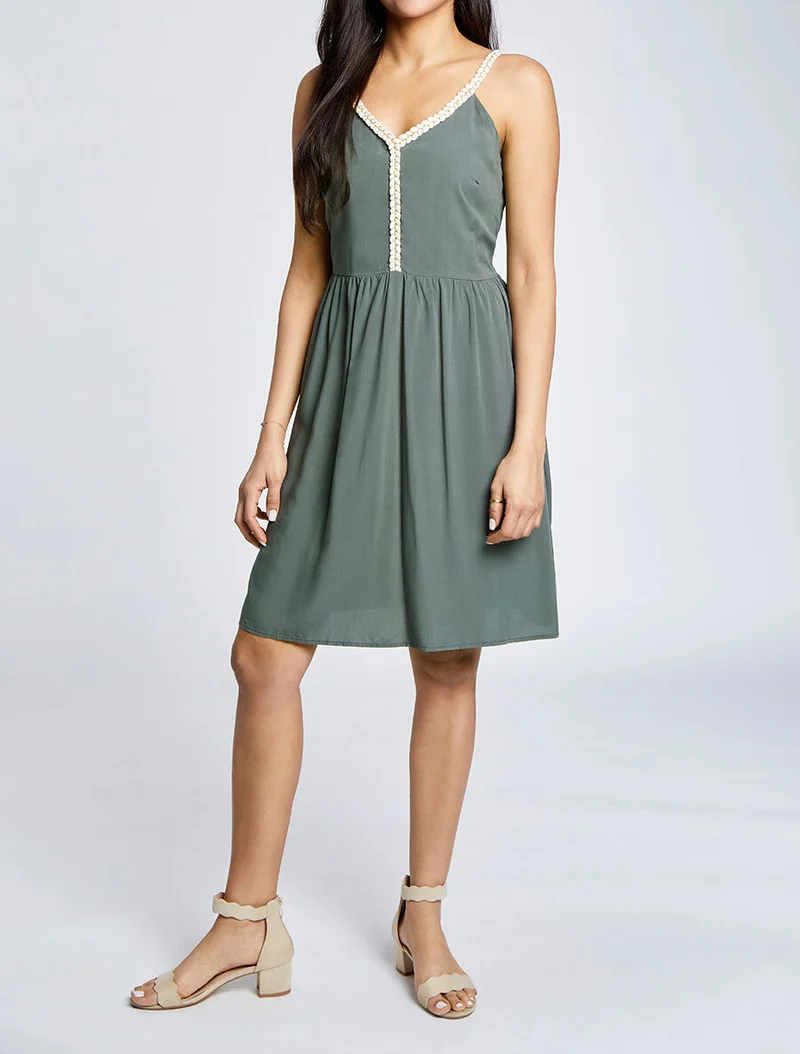 Robe à bretelles style cordes - Kaki
