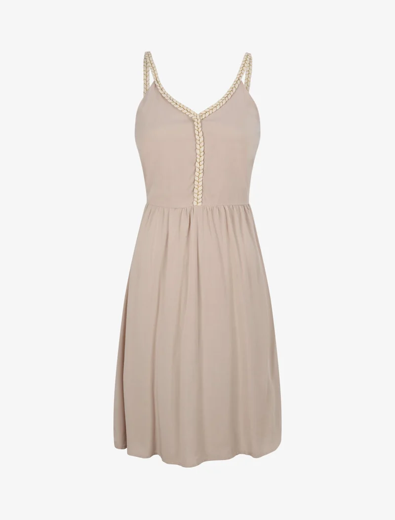 Robe à bretelles style cordes - Beige