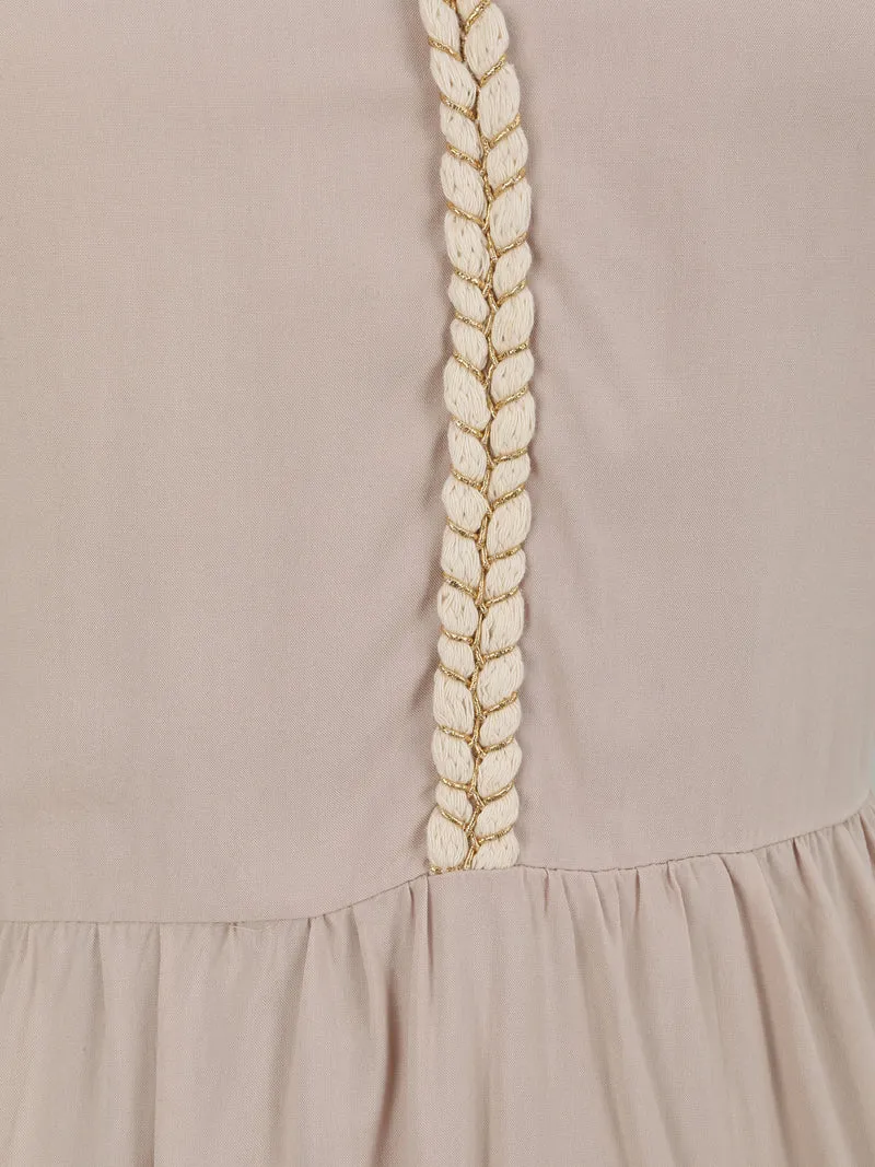 Robe à bretelles style cordes - Beige