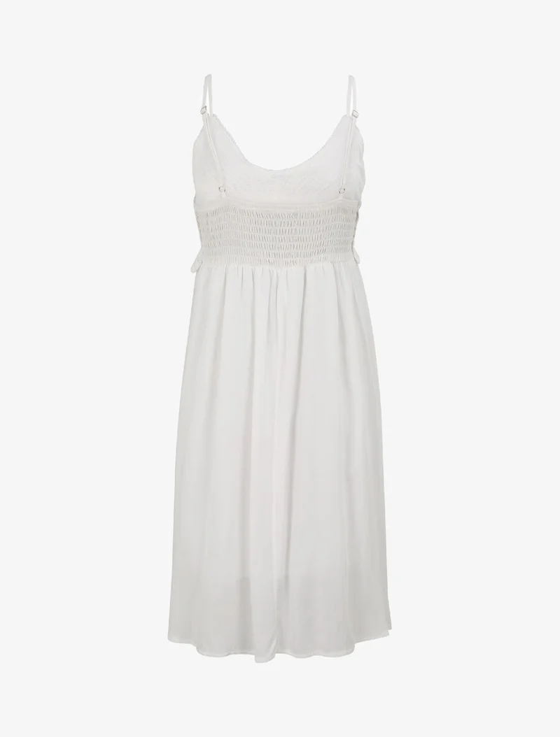 Robe à col V à détail crochet - Blanc