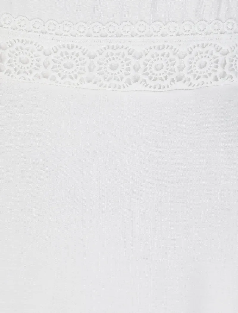 Robe longue évasée unie à taille en crochet - Blanc