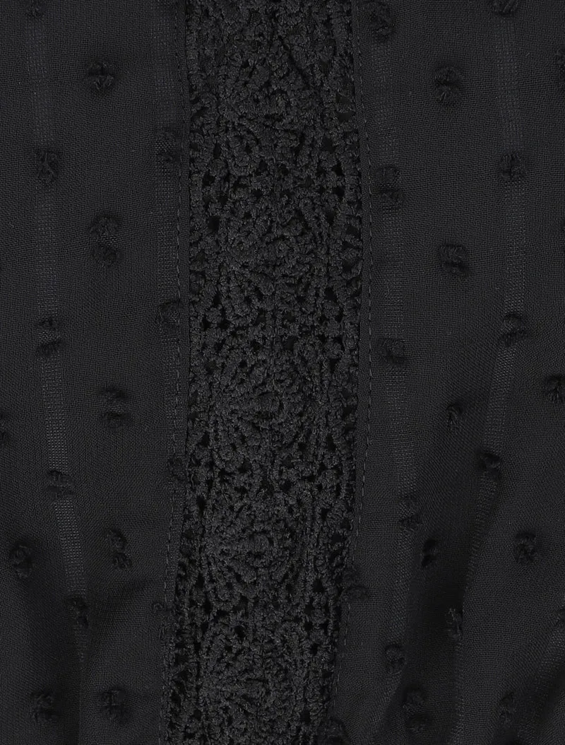 Robe longue empire unie en plumetis - Noir
