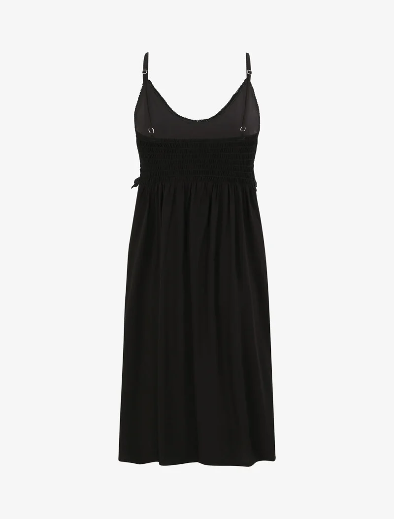 Robe à col V à détail crochet - Noir
