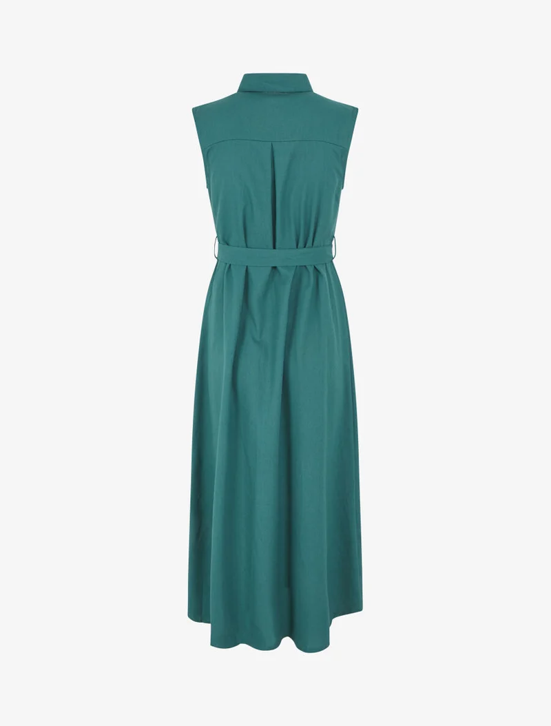 Robe évasée boutonnée à poches - Bleu canard
