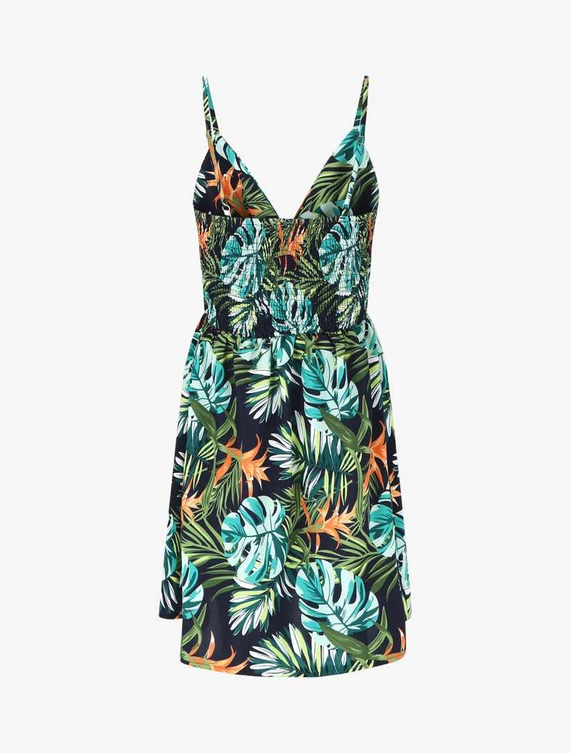 Robe courte à imprimé feuillage - Vert