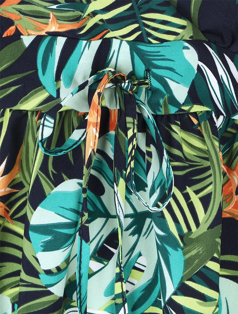 Robe courte à imprimé feuillage - Vert