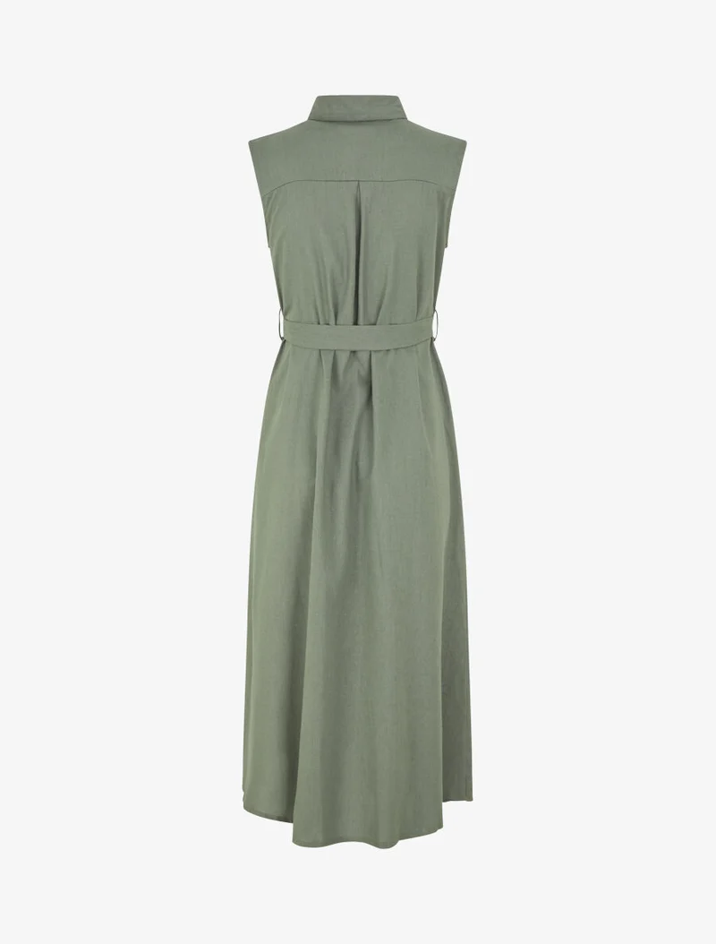 Robe évasée boutonnée à poches - Kaki