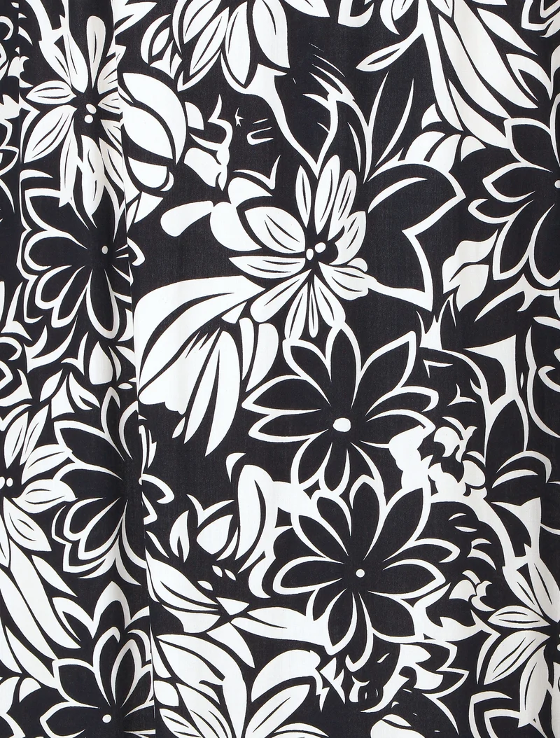 Jupe longue floral à taillle élastiquée - Bleu nuit