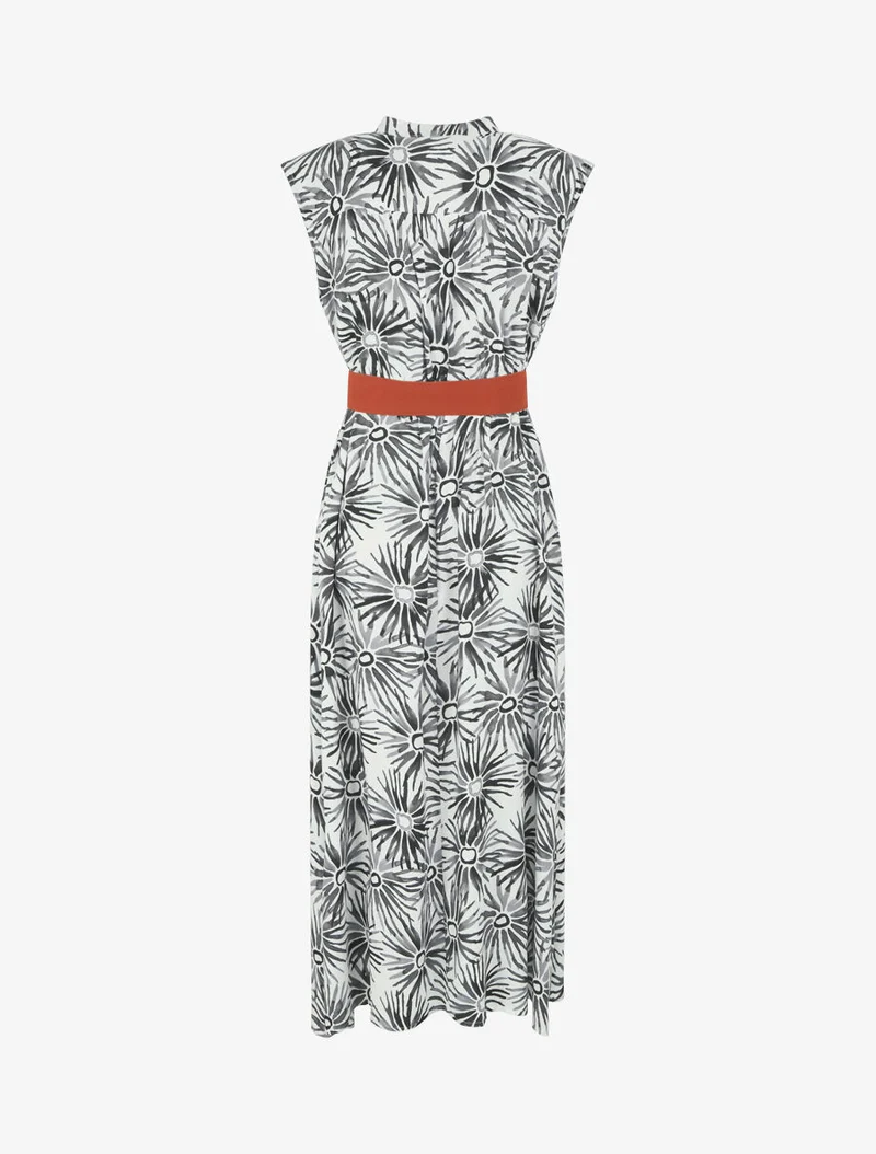 Robe évasée à boutons imprimé fleuri - Noir