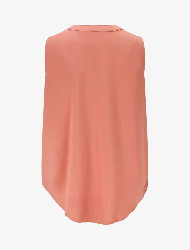 Top uni sans manches à détail stylisé - Corail