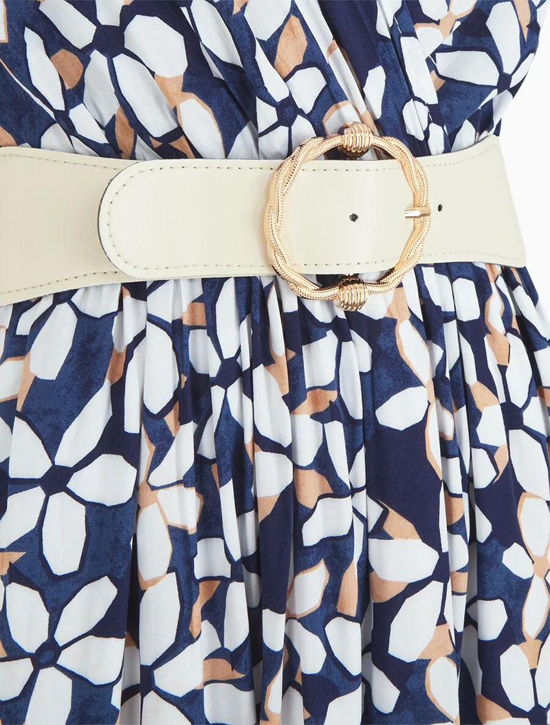Robe fleurie à fines bretelles - Marine
