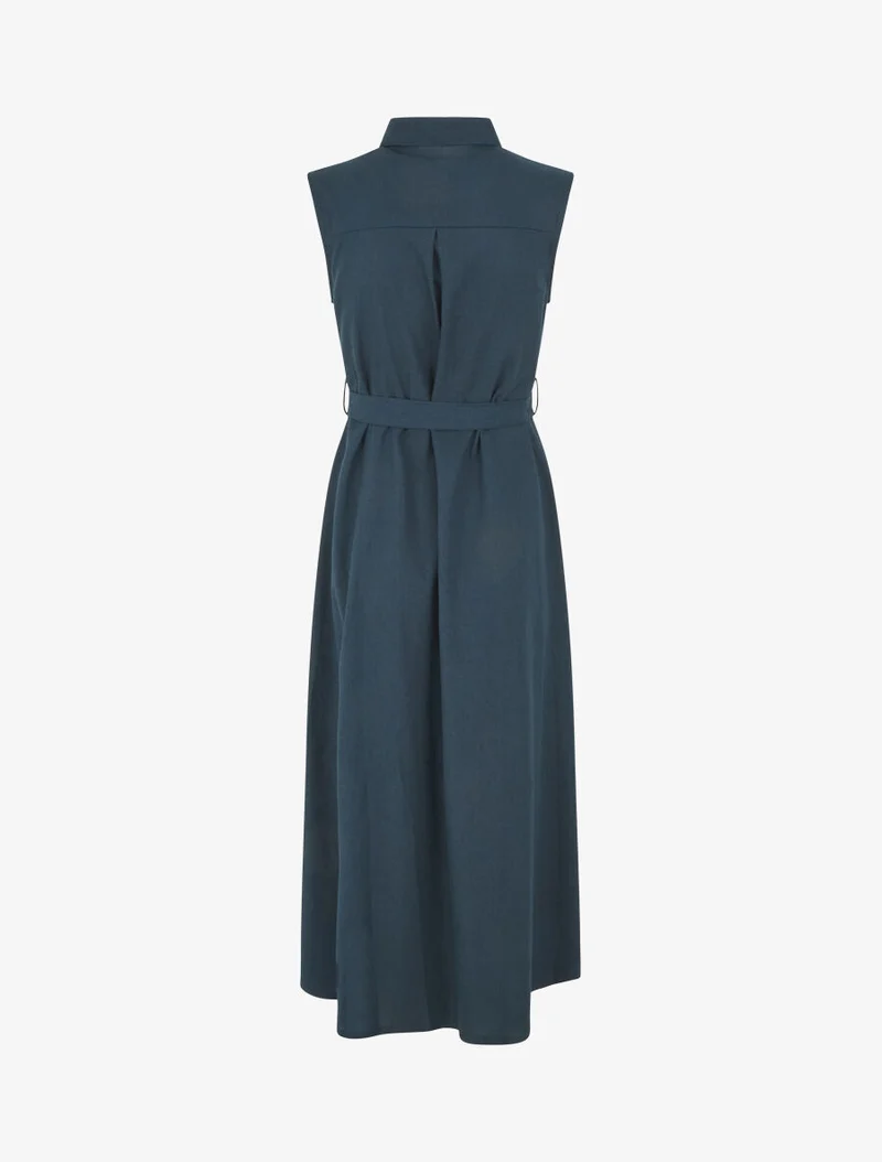 Robe évasée boutonnée à poches - Bleu pétrole