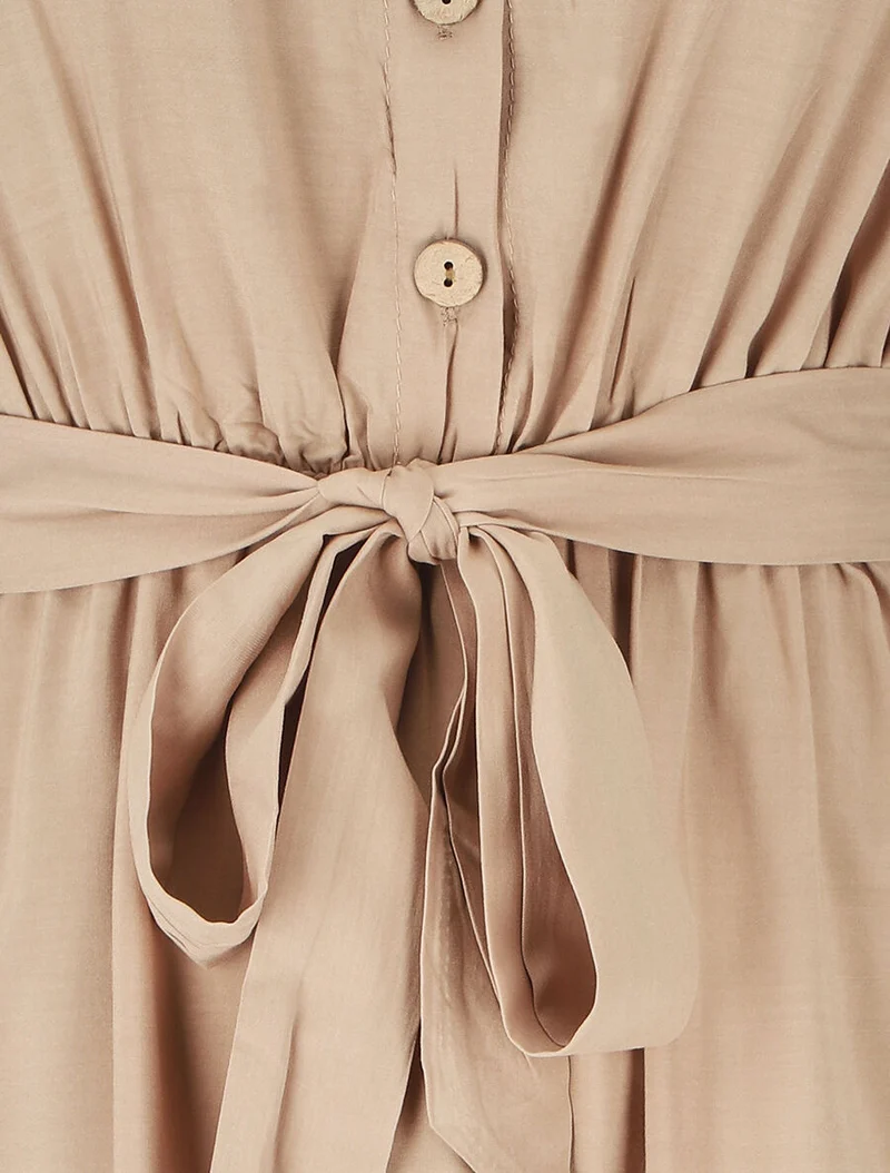 Robe mi-longue unie - Beige