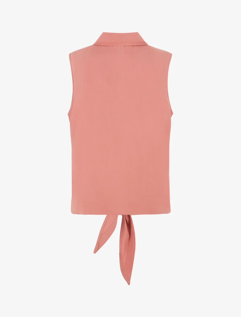 Top à nouer à détail chaînette - Corail