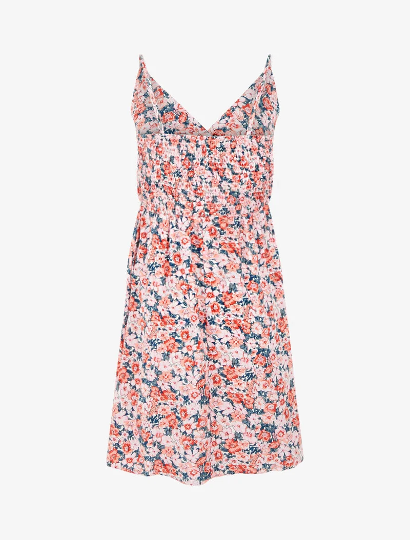 Robe mi-longue imprimé fleuri - Rose