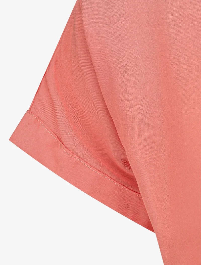 Robe chemise longue évasée et unie - Corail
