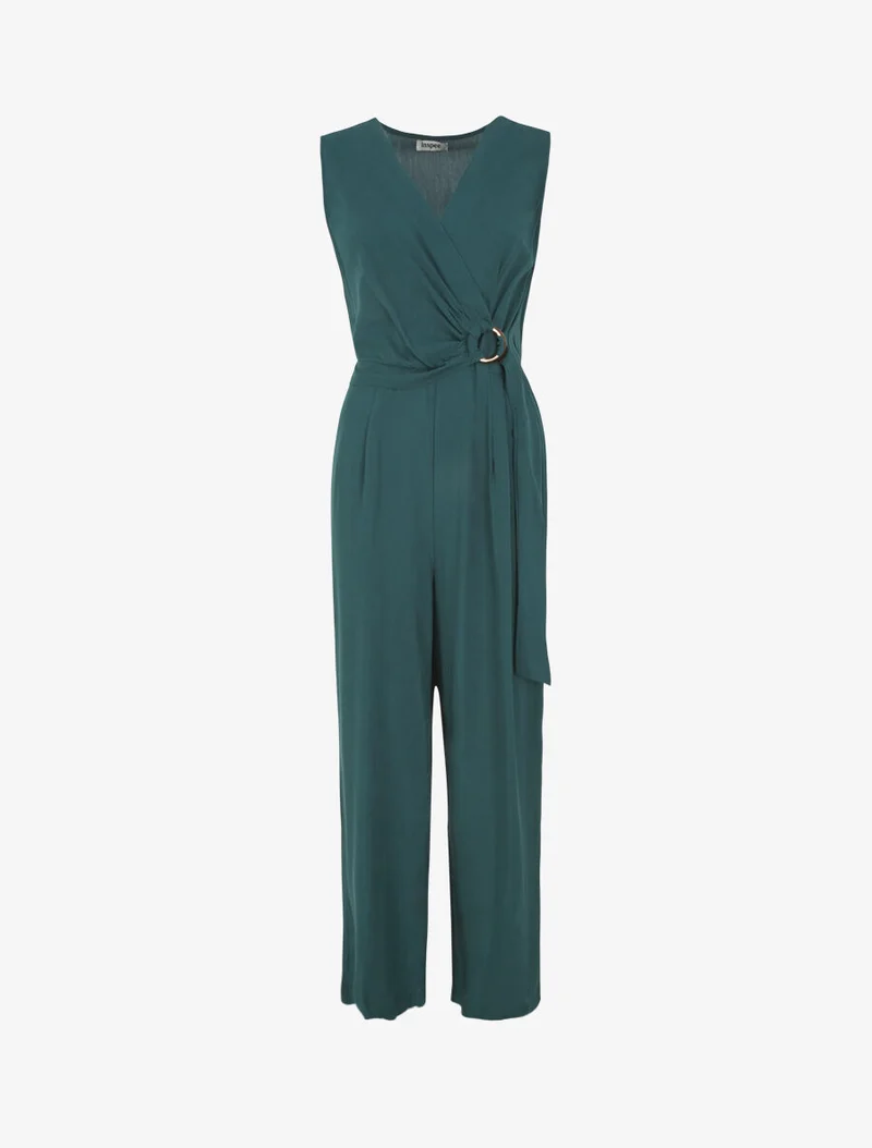 Combinaison fluide unie sans manches - Vert sapin