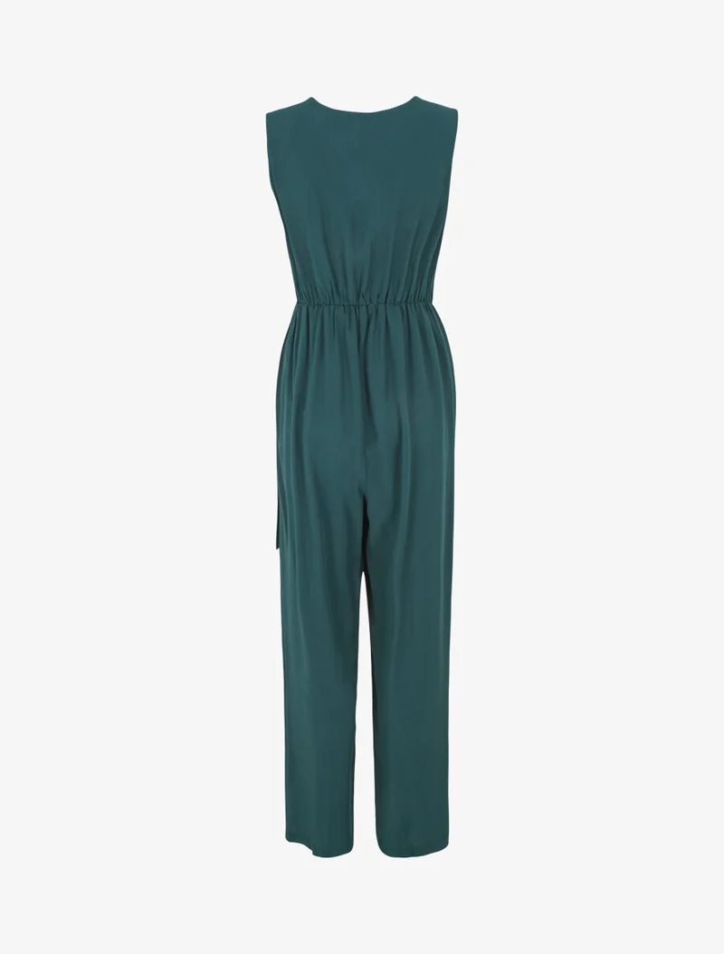 Combinaison fluide unie sans manches - Vert sapin