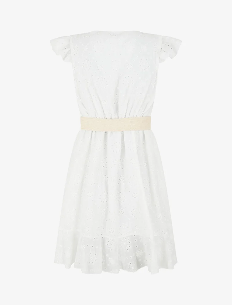 Robe courte évasée en broderie anglaise - Blanc