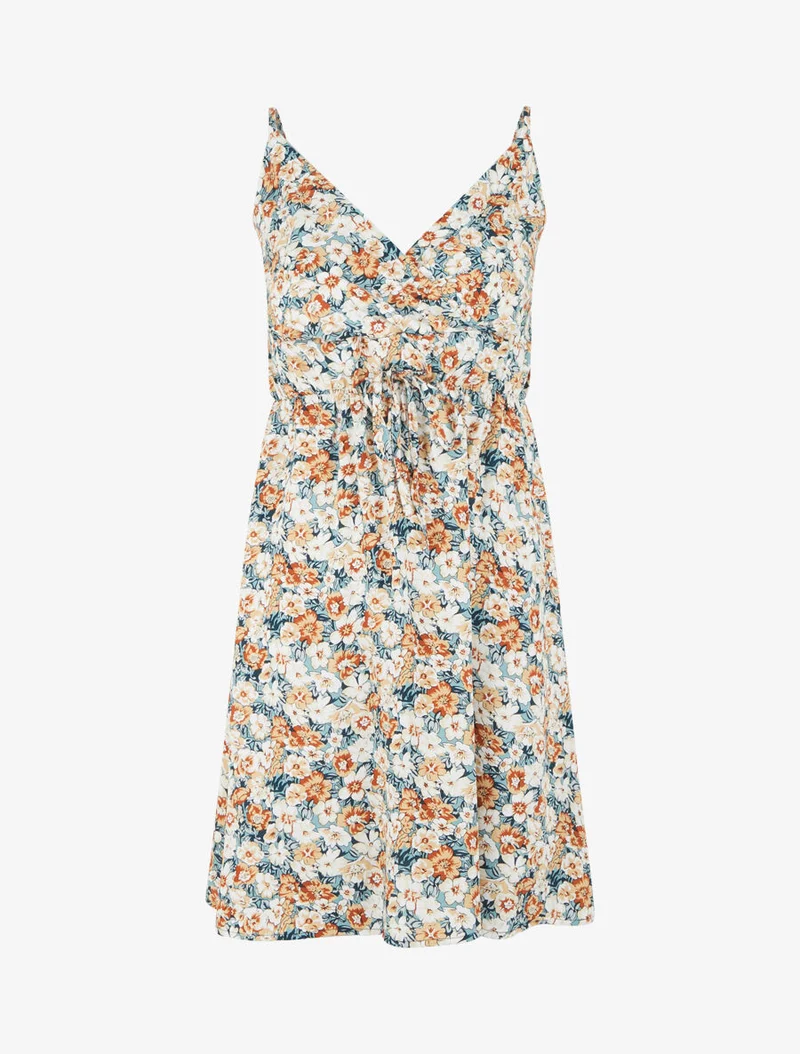 Robe mi-longue imprimé fleuri - Vert d'eau
