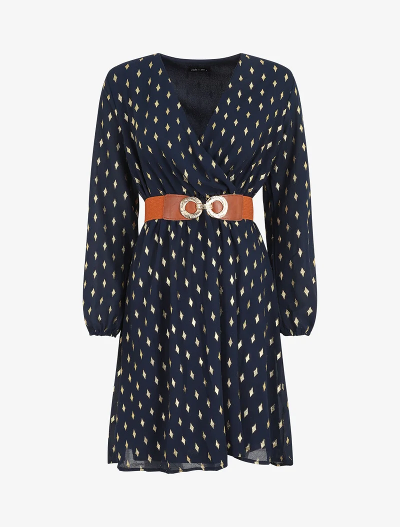 Robe courte imprimé graphique irisé - Marine