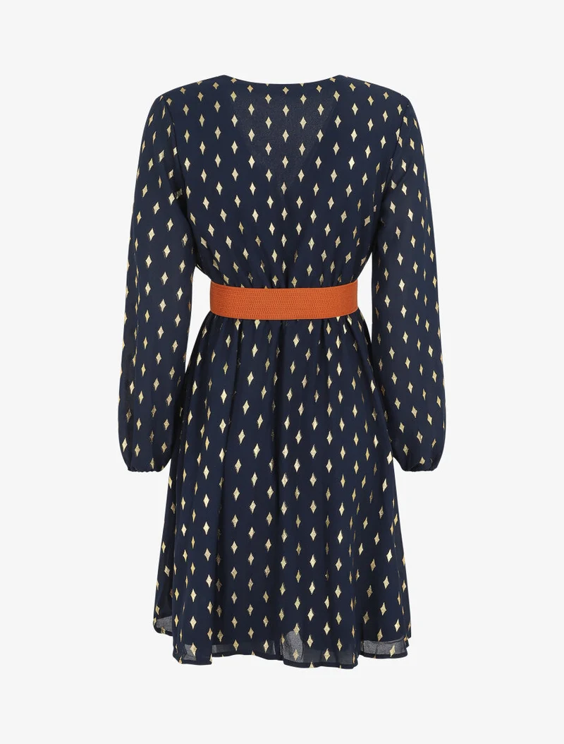 Robe courte imprimé graphique irisé - Marine
