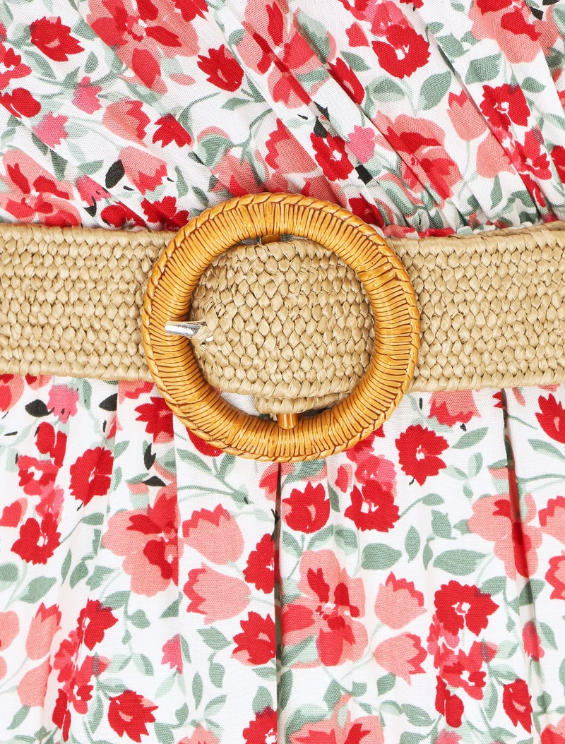 Robe longue à imprimé petites fleurs - Blanc