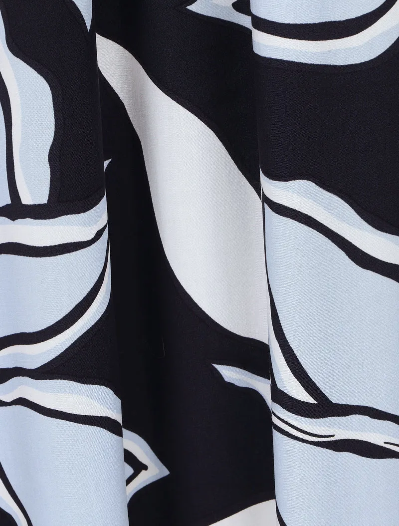Robe longue à imprimé grandes fleurs - Marine