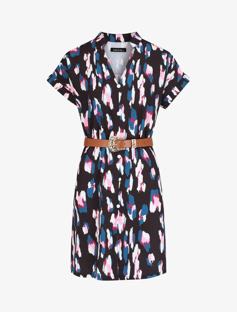 Robe droite à imprimé graphique - Noir