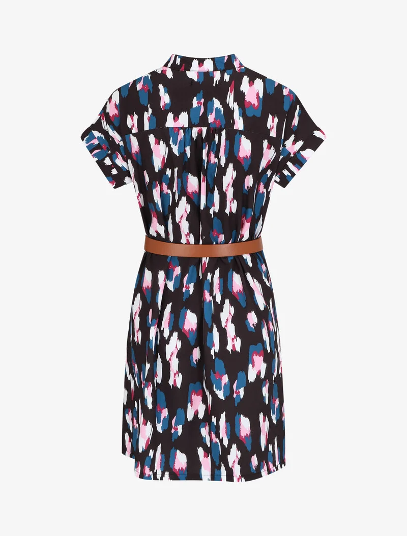 Robe droite à imprimé graphique - Noir