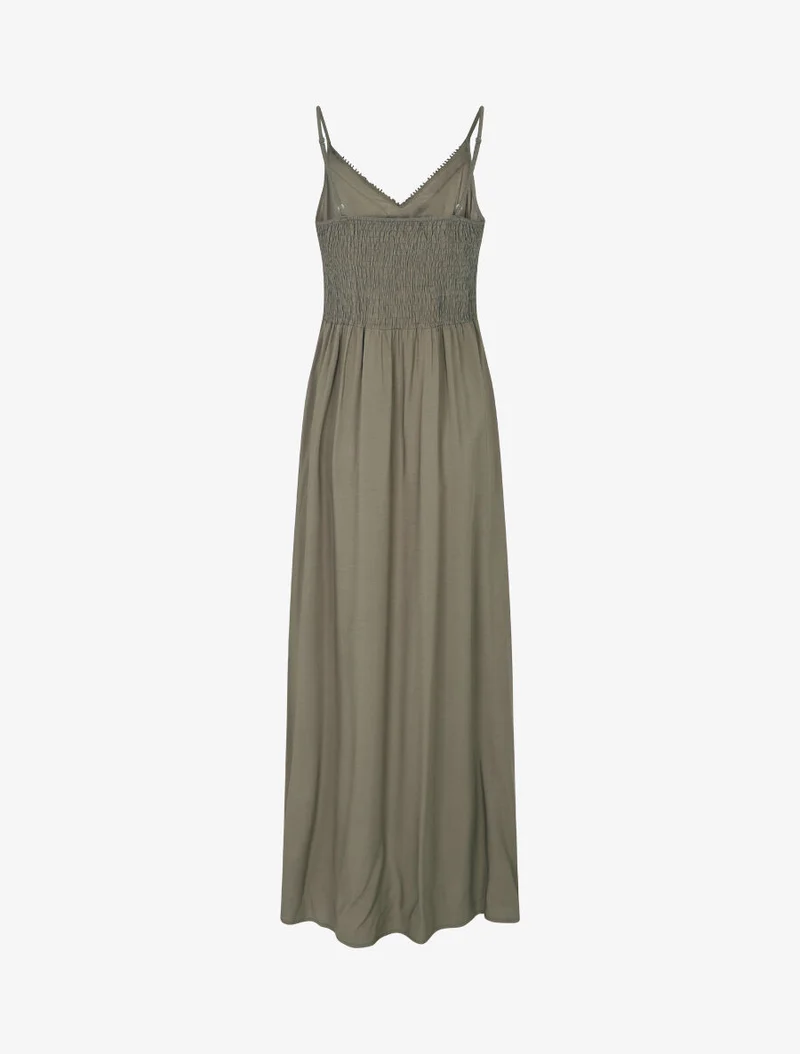 Robe longue droite unie - Kaki