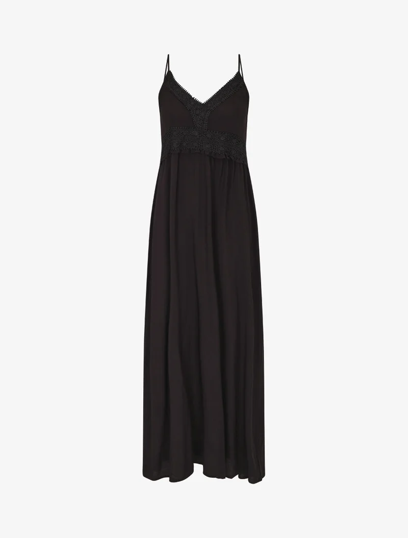 Robe longue droite unie - Noir