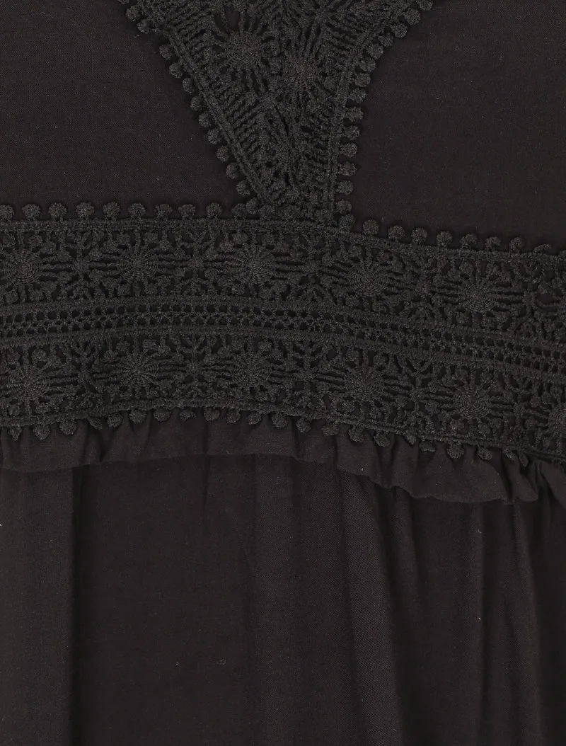 Robe longue droite unie - Noir