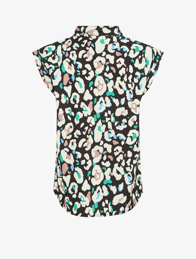 Blouse sans manches à imprimé abstrait - Noir