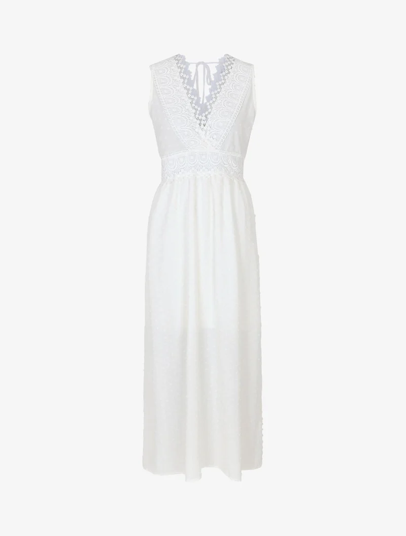Robe longue unie texturée - Blanc