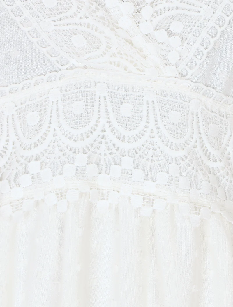 Robe longue unie texturée - Blanc