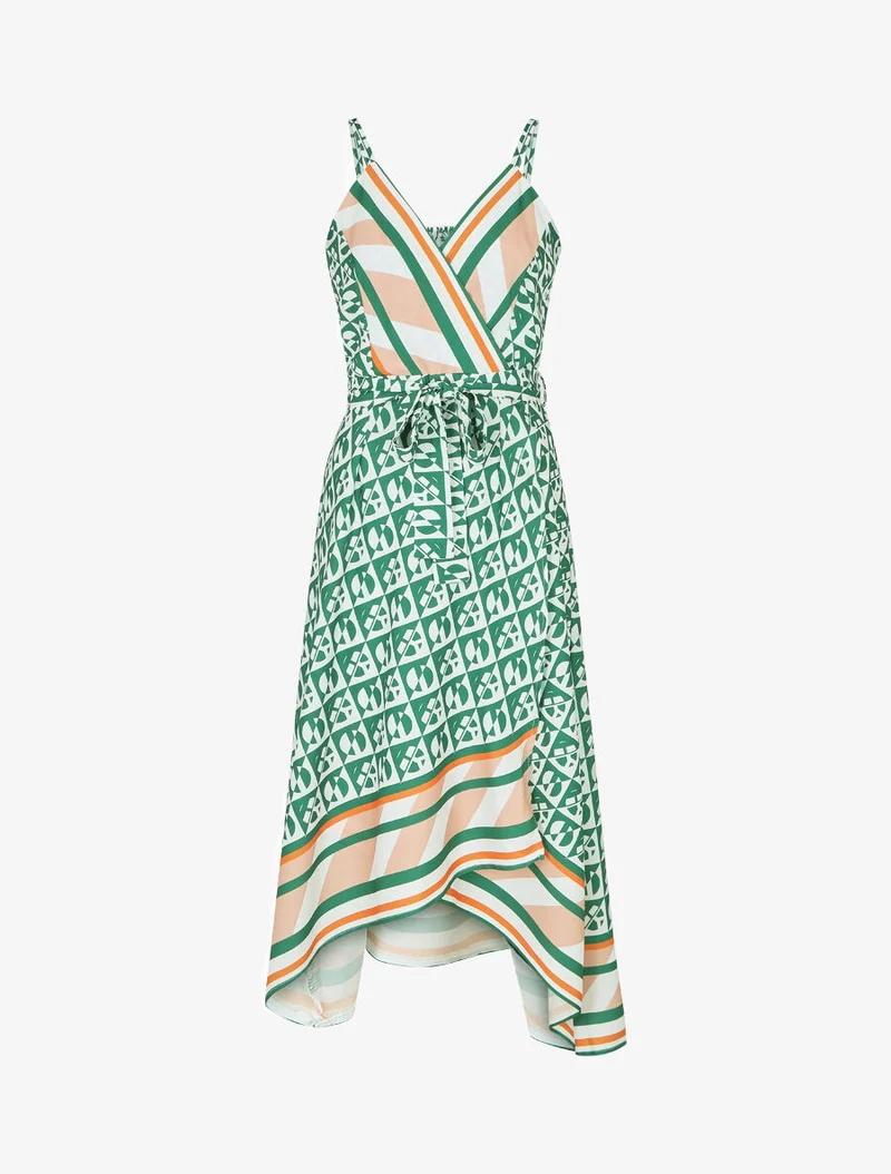 Robe foulard style portefeuille imprimé graphique - Vert