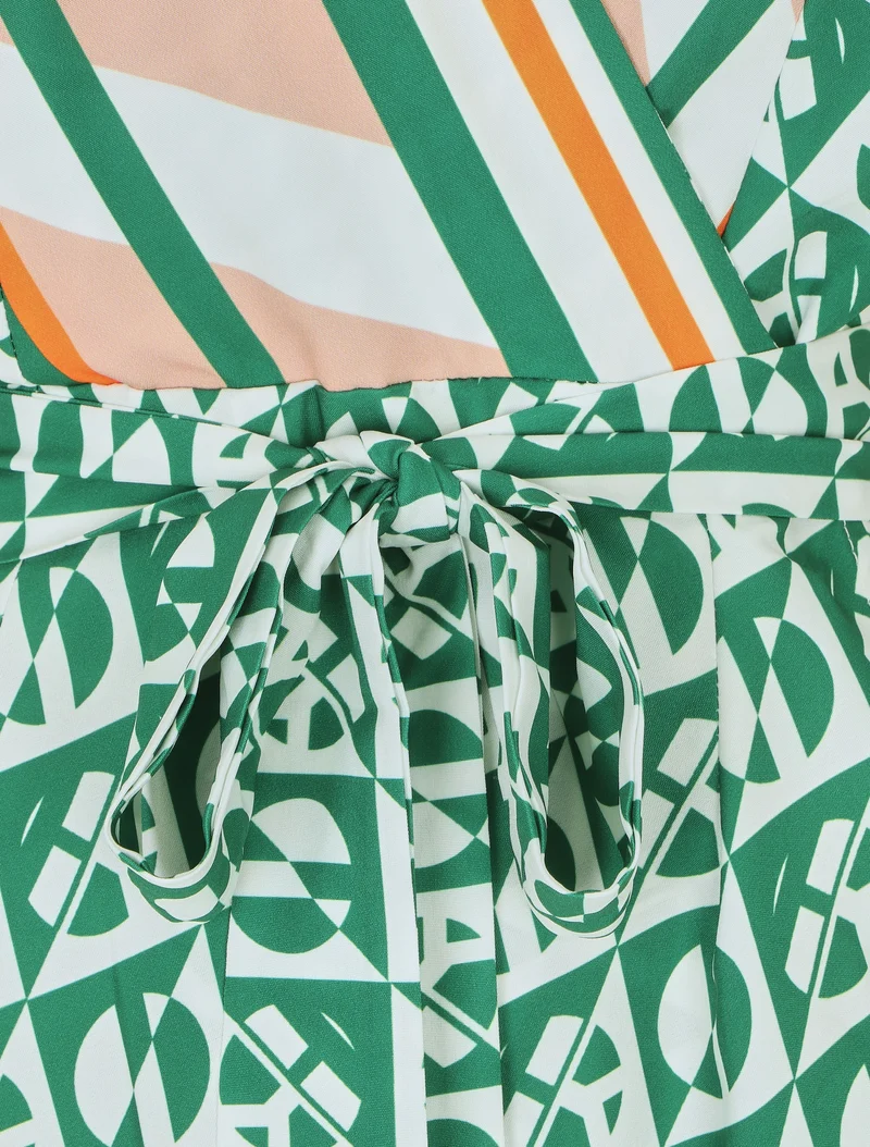 Robe foulard style portefeuille imprimé graphique - Vert