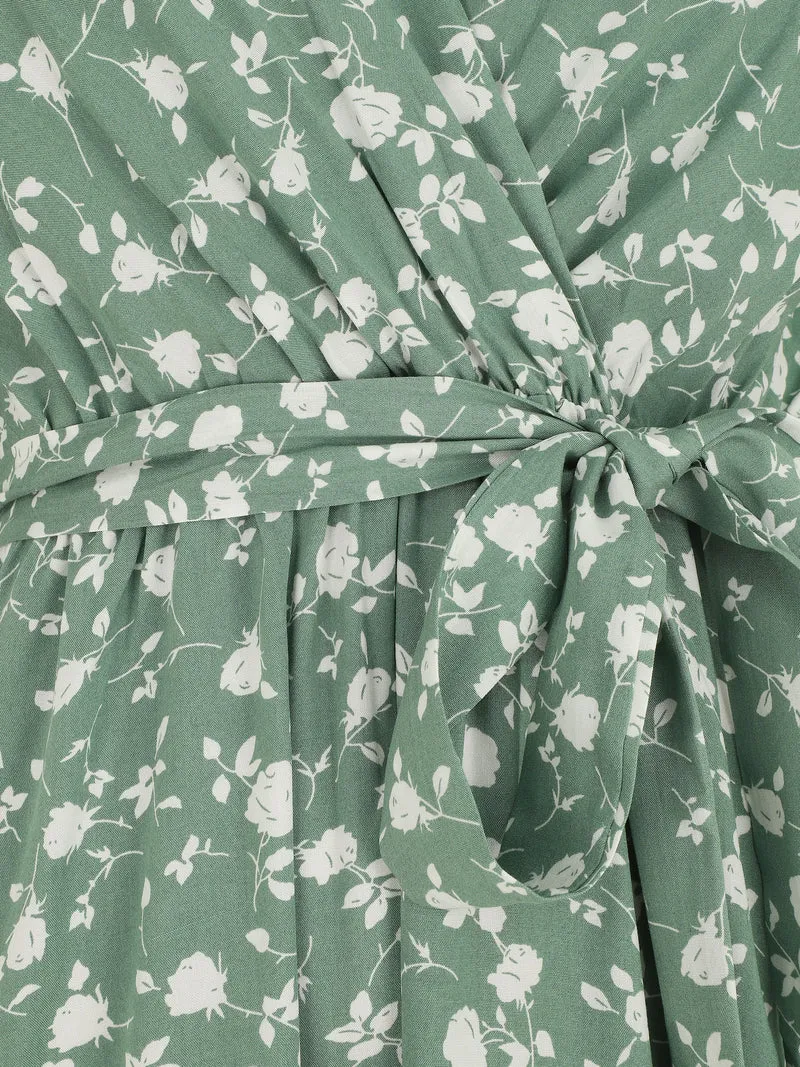 Robe mi-longue coupe patineuse - Vert