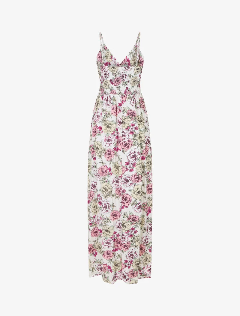 Robe longue imprimé multi-fleurs - Blanc