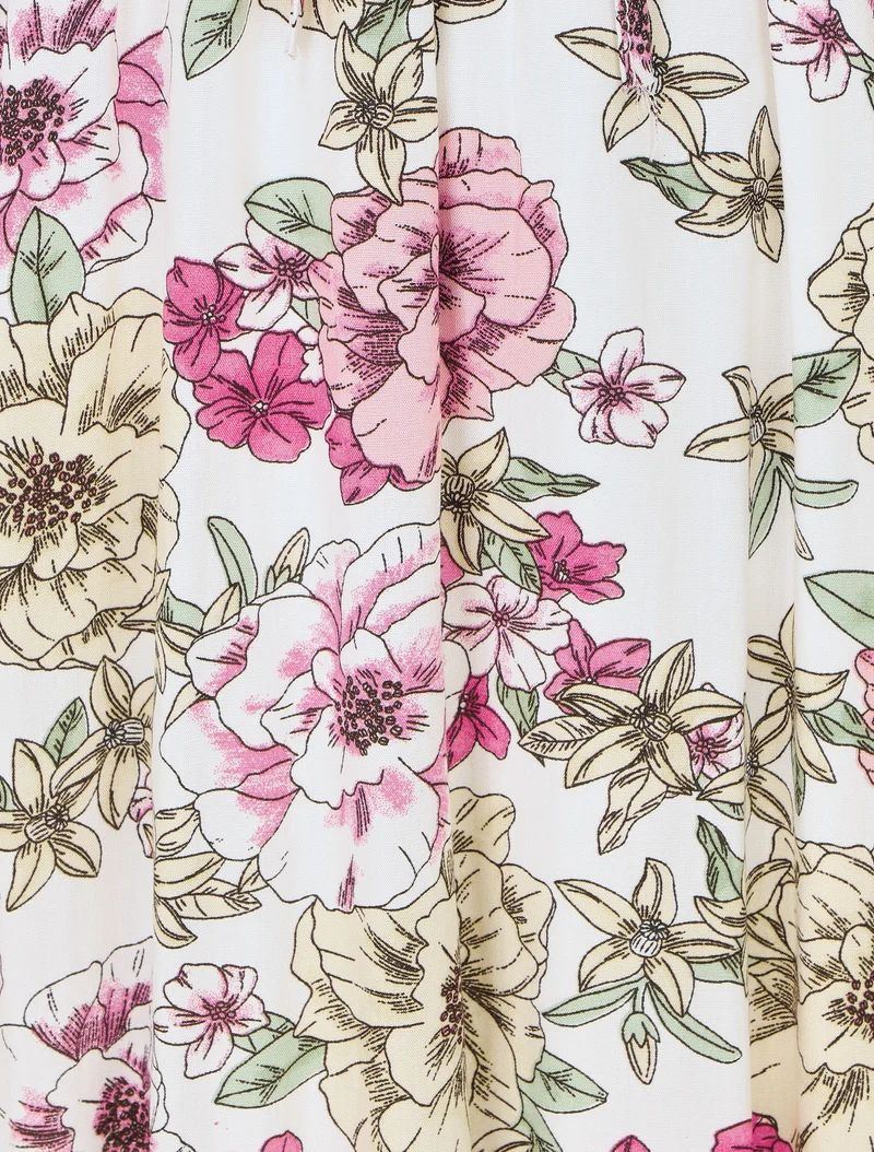 Robe longue imprimé multi-fleurs - Blanc