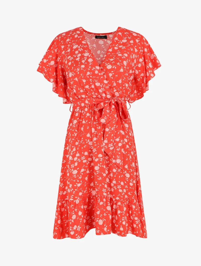 Robe mi-longue coupe patineuse - Rouge