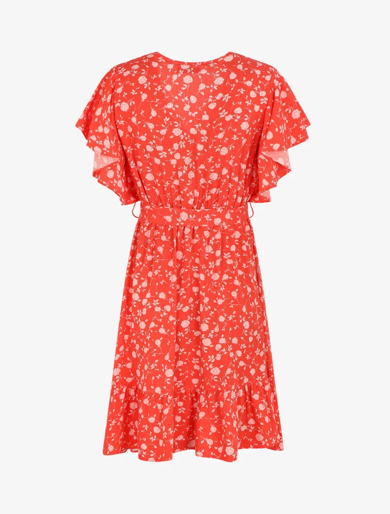 Robe mi-longue coupe patineuse - Rouge