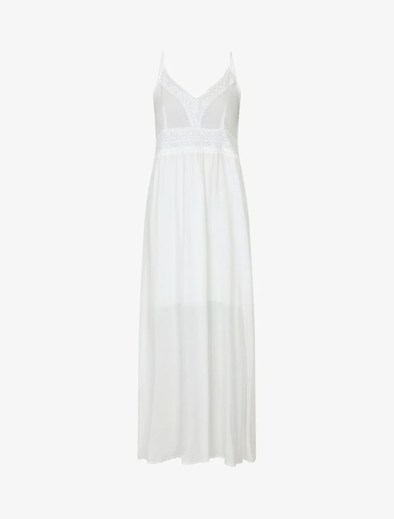 Robe longue droite unie - Blanc