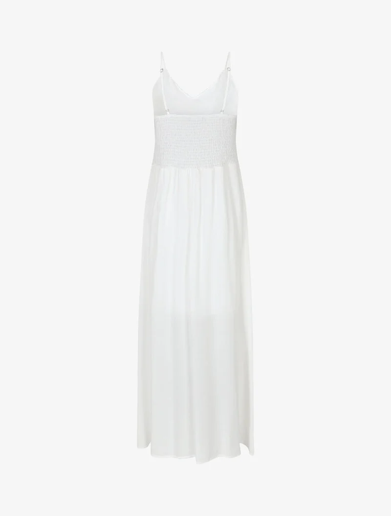 Robe longue droite unie - Blanc
