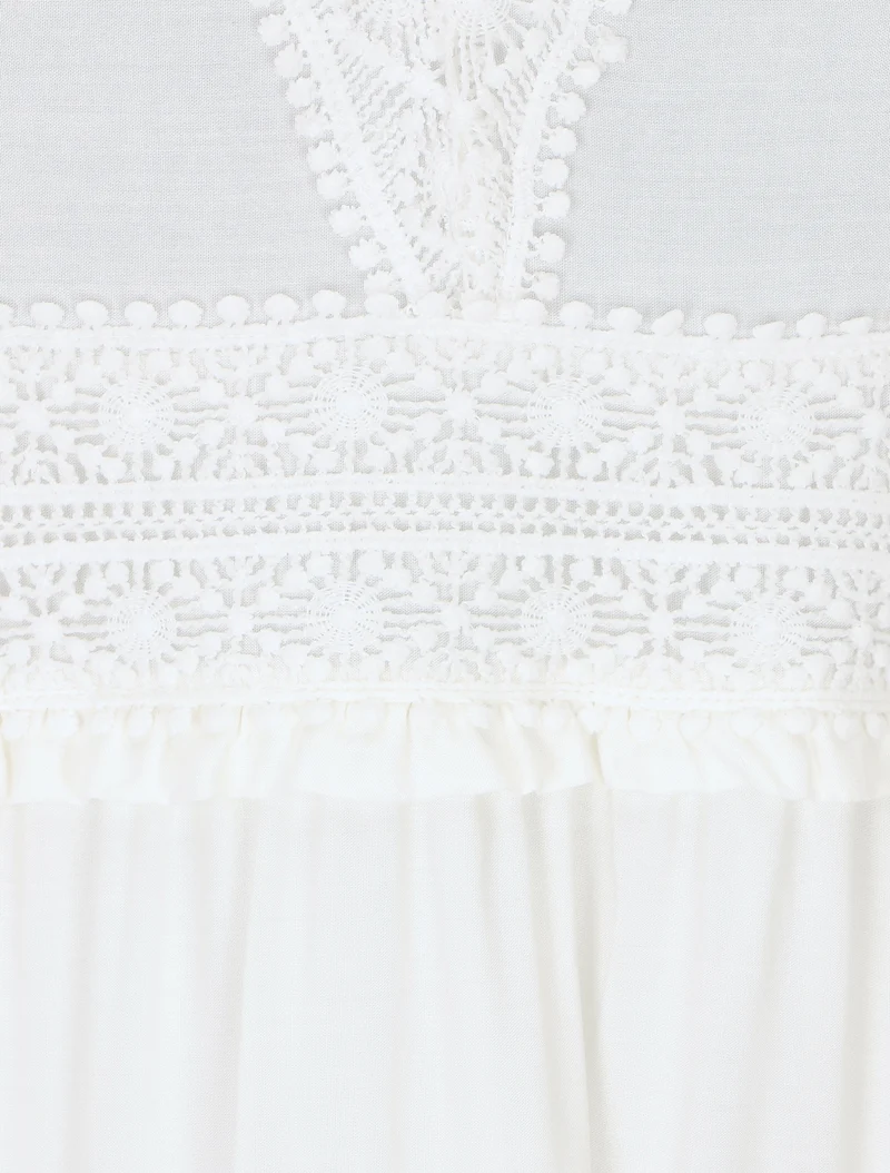 Robe longue droite unie - Blanc