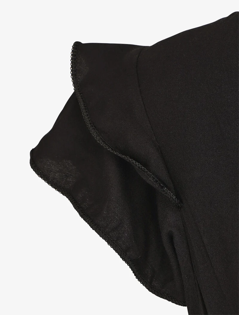 Robe longue unie sans manches à volants - Noir