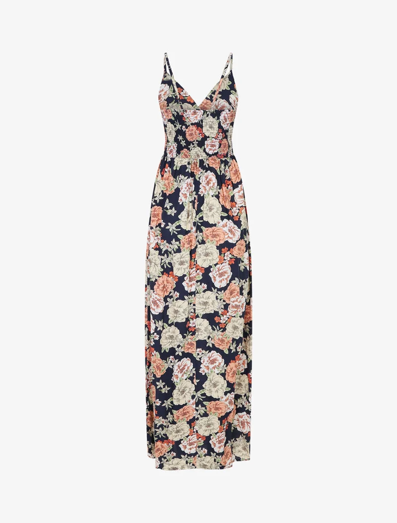 Robe longue imprimé multi-fleurs - Marine
