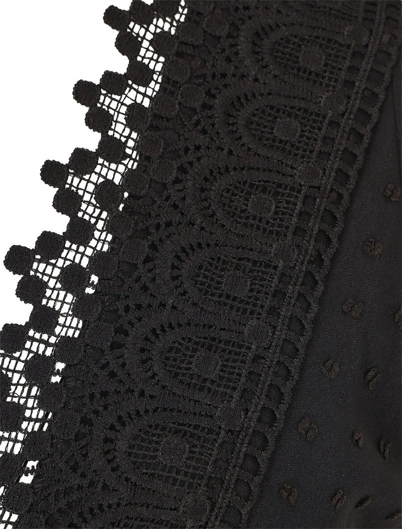 Robe longue unie texturée - Noir