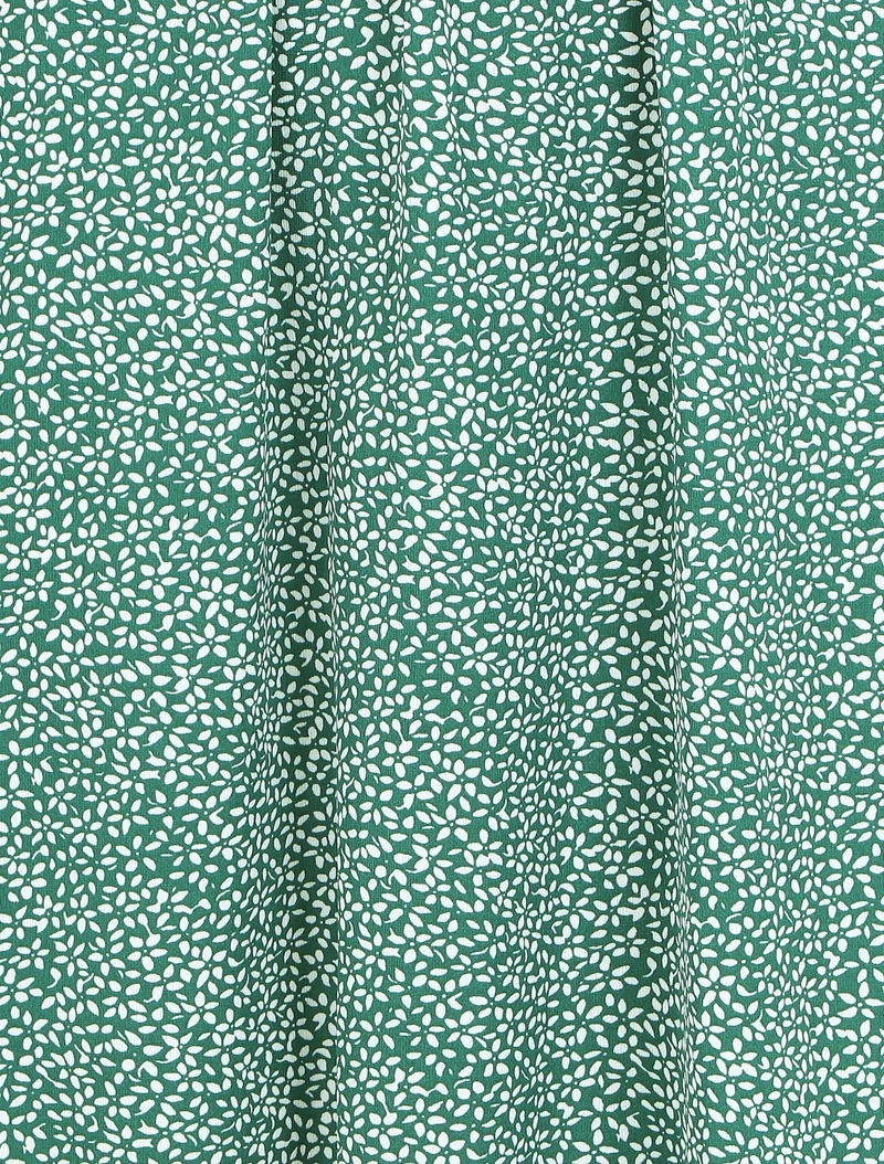 Robe longue imprimé floral à manches courtes volantées - Vert